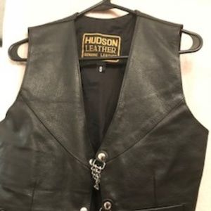 100% Black Leather Vest HOT!!